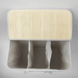 Vasketjskurv m/3 rum, Gr bambus 144 L. 60 X 40 X 60 cm.