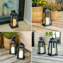 My Cozy House - Lanterne Batteri m/LED lys PP 14x14x31,5 cm. 