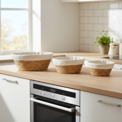 My Cozy House - Opbevarings- &amp; Br�dkurv m/stof S�t m/3 Stk. S�gr�s