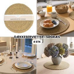 My Cozy House - D�kkeserviet Rund S�gr�s S�t m/4 stk. �: 35 cm. 