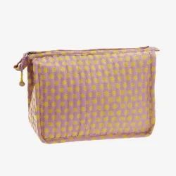 Madam Stoltz - Toilettaske Quilt Pink/gul 21x8x17 cm.