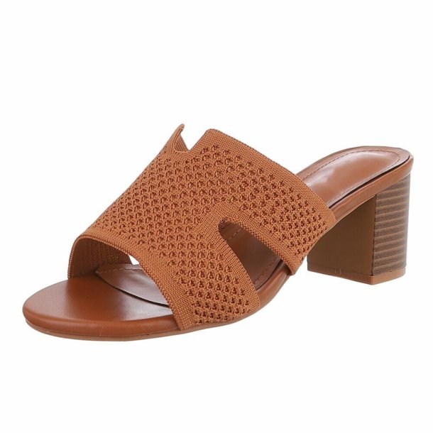 OLGA - Slip-In Sandal m/h�l Brun