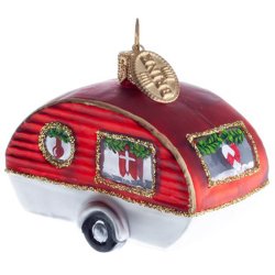 Brink Nordic - Juletrs Ophng Julekugle Campingvogn m/dansk flag 6 cm. 