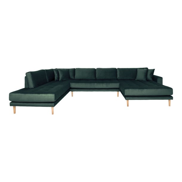 House Nordic - Lido U-Sofa ben Ende, hjrevendt mrkegrn velour