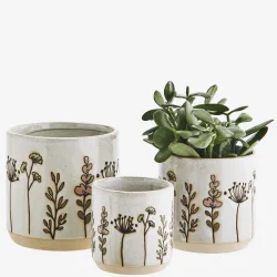 Madam Stoltz - Urtepotteskjuler m/Blomster R�hvid - Flere st�rrelser